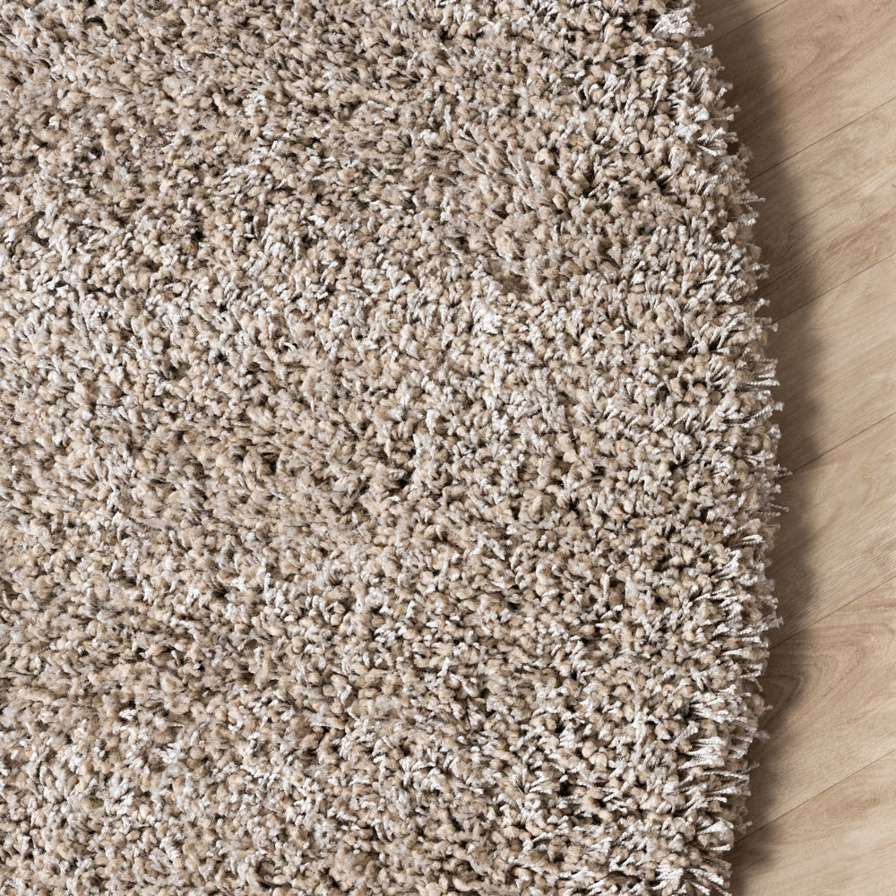 Round high-pile rug - Yves Taupe