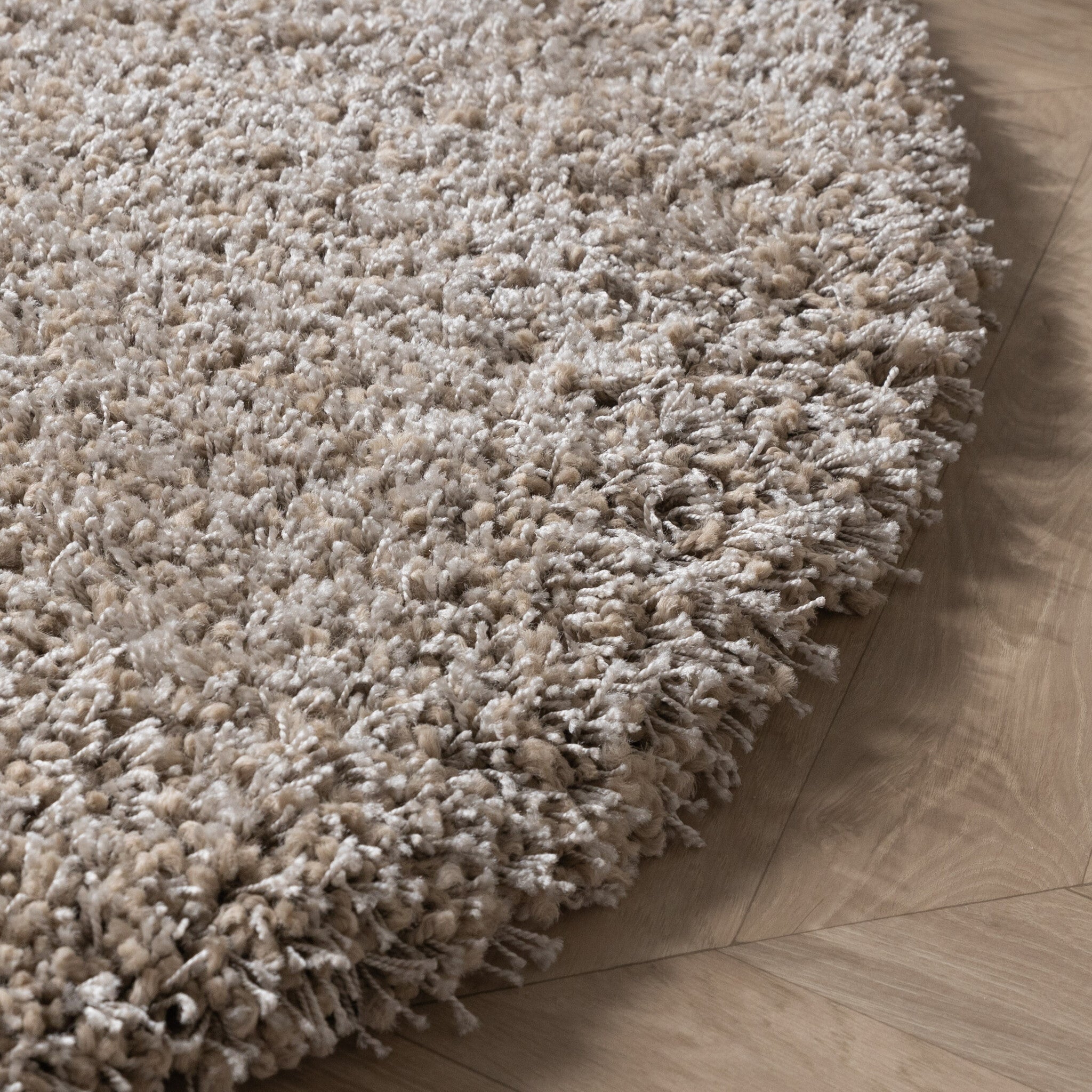 Round high-pile rug - Yves Taupe