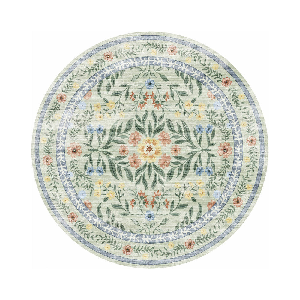 Round vintage outdoor rug - Luana Dark Green