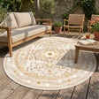 Round vintage outdoor rug - Luana Yellow