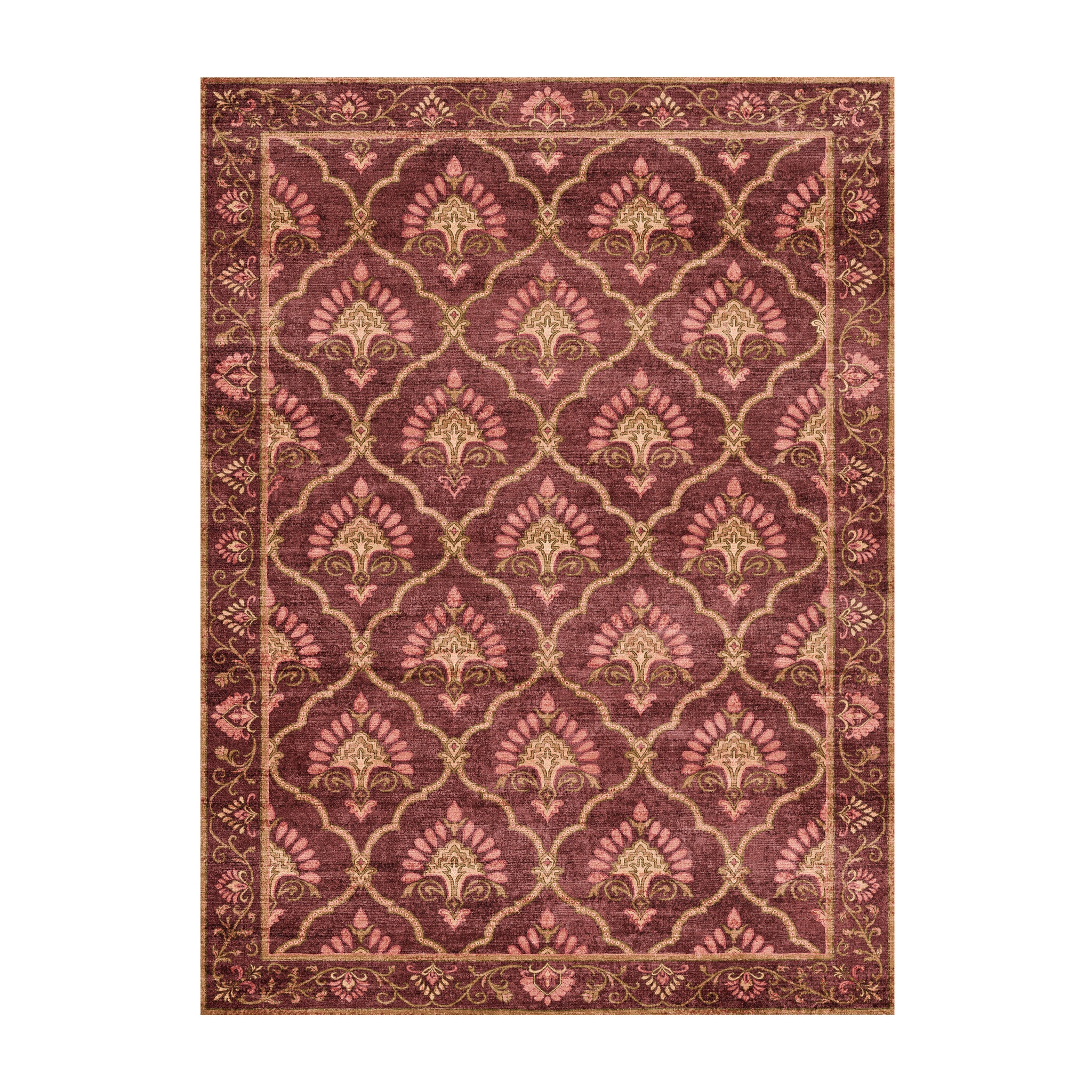 Vintage rug - Sage Grid Red