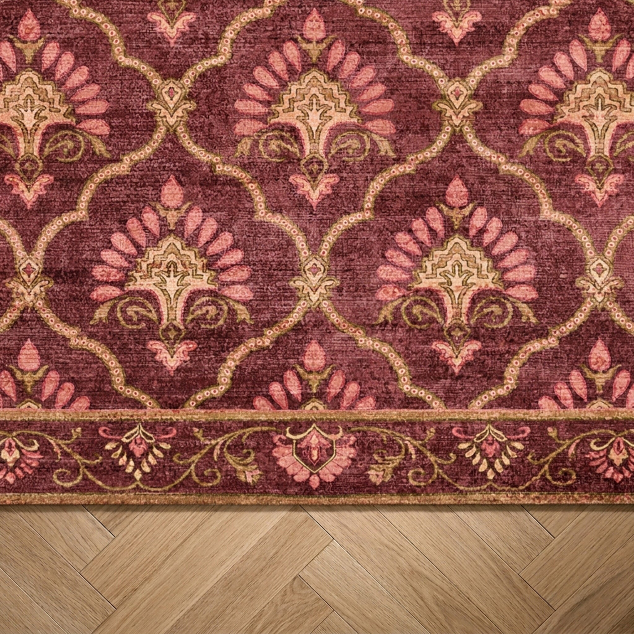 Vintage rug - Sage Grid Red