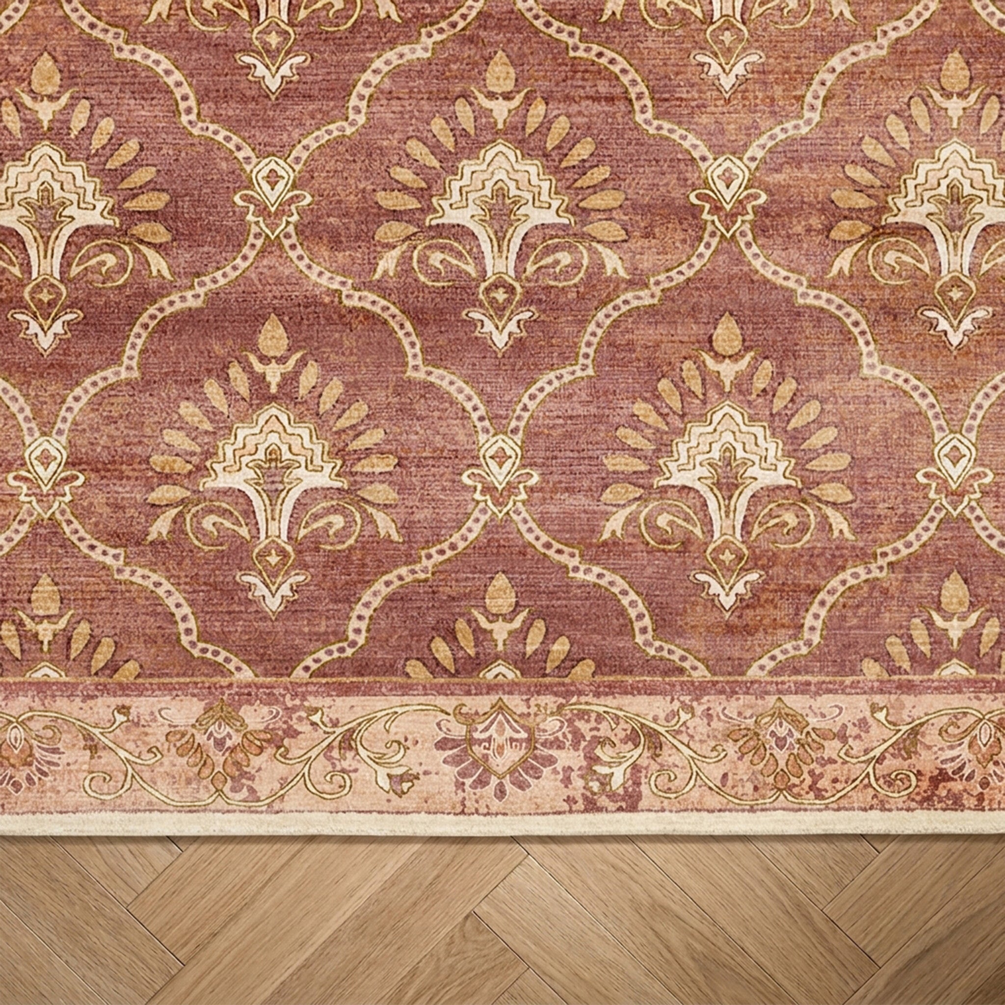 Vintage rug - Sage Grid Terracotta