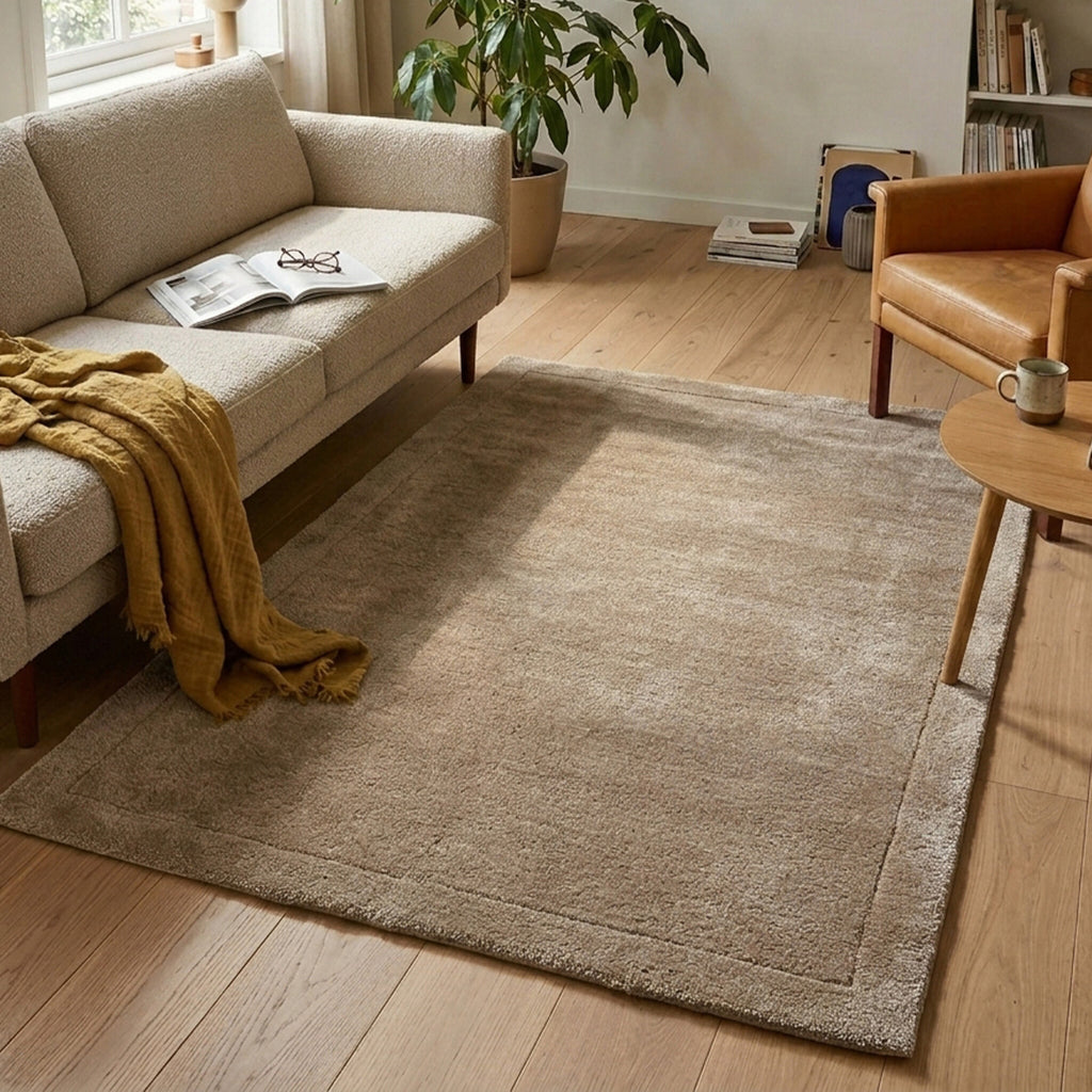 Wool rug - Isara Border Brown